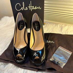 Cole Haan Carla Peep Toe Patent Leather pump